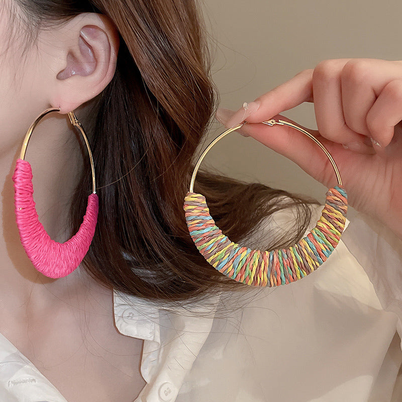 Alloy Grass Vine Hoop Earrings