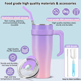 40Oz Tumbler with Handle and Straw Lid, Double Walled Stainless Steel Vacuum Insulated Tumblers Water Bottle, Travel Mug Iced Coffee Cup, Cupholder Friendly, Airtight Leak-Proof (Sakura Pink)