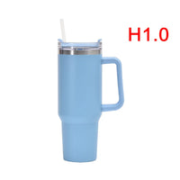 40 Oz Tumbler with Handle Lid and Straw Insulated Stainless Steel Dupe Travel Mug Iced Coffee Cup for Hot and Cold Water 40Oz