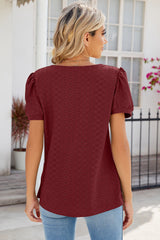 Eyelet Puff Sleeve T-Shirt