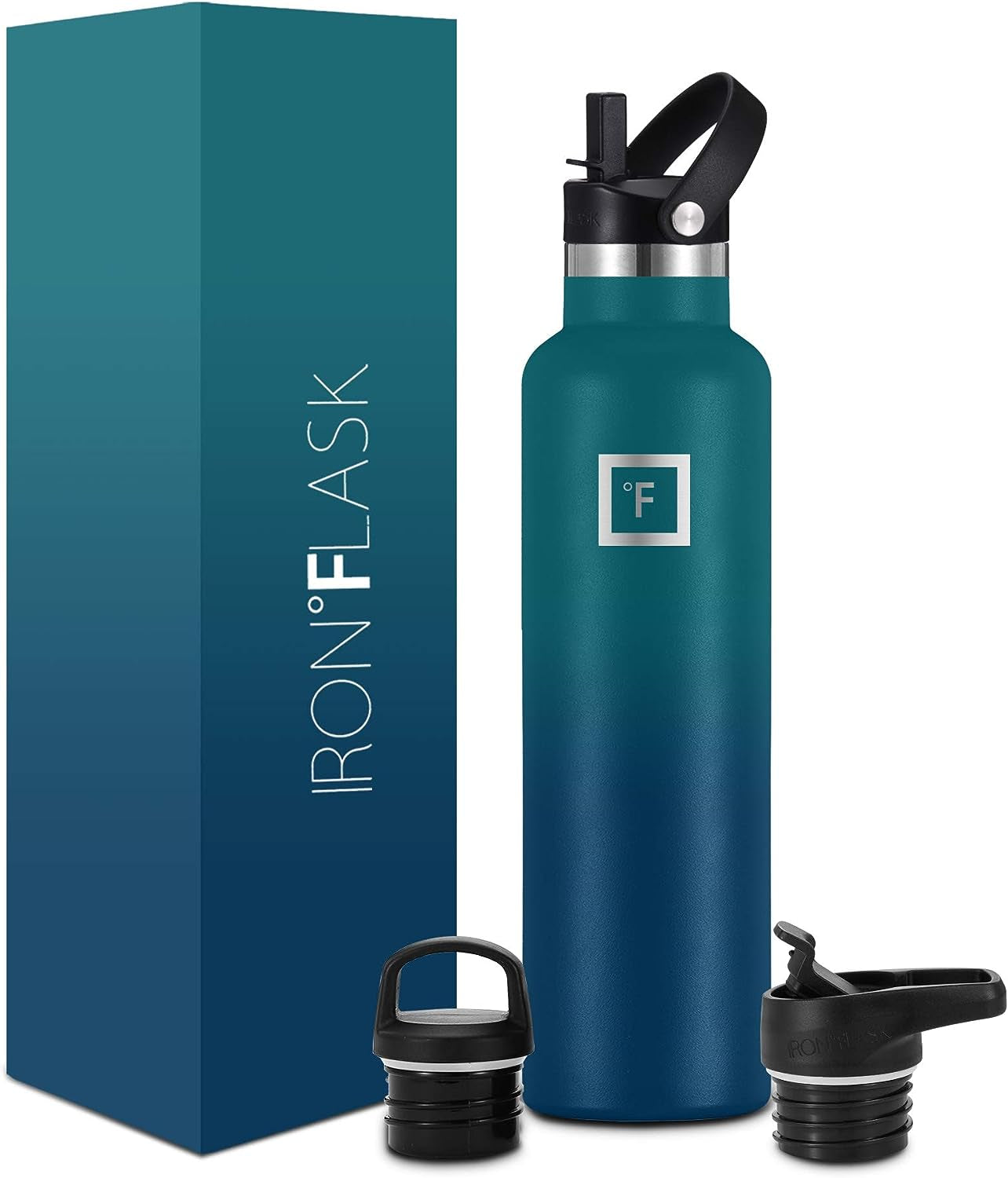 Camping & Hiking Hydration Canteens - 3 Lids (Narrow Straw/Spout Lid) Leak Proof Vacuum Insulated Stainless Steel - Hot & Cold Double Walled Sports Water Bottle