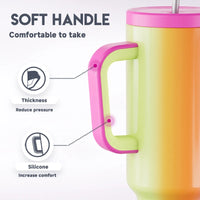 50Oz Vacuum Insulated Car Mug Tumbler with Handle Straw Gradient Stainless Steel New Thermal Travel Water Bottle 2024