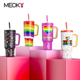 Cup 40Oz Large Tumbler Straw Cup with Lid Leak-Proof Sainless Steel Vacuum Insulated Car Mug Water Bottle Pride Month