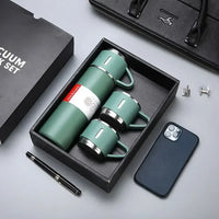 500ML Stainless Steel Vacuum Flask with Business Style Shimmering Design, Coffee Mug Thermos Bottle with Portable Carafe