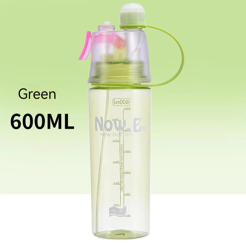 600Ml Spray Cold Water Bottle Sublimation Mist Water Bottle Reusable Gym Sports Plastic Bottle with Spray Summer