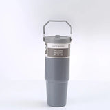 900Ml Portable Car Cup Stainless Steel Thermos Cup with Straw Travel Sports Water Bottle with Handle Cover Coffee Vacuum Flask