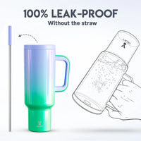 50Oz Cup Tumbler with Handle Straw Stainless Steel Thermal Travel Water Bottle Large Capacity Vacuum Insulated Car Mug