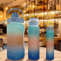 2 Liters Water Bottle Motivational Drinking Bottle Sports Water Bottle with Time Marker Stickers Portable Reusable Plastic Cups