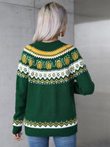 Angel Wings Geometric Round Neck Long Sleeve Sweater