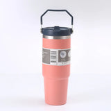 900Ml Portable Car Cup Stainless Steel Thermos Cup with Straw Travel Sports Water Bottle with Handle Cover Coffee Vacuum Flask