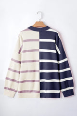 Striped Round Neck Long Sleeve Knit Top