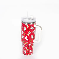 Christmas Style Travel Coffee Mug Stainless Steel Car Thermal Mug with Straw Vacuum Flask Thermos Tumbler Bottle Water Cup Gift