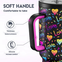 Cup 40Oz Large Tumbler Straw Cup with Lid Leak-Proof Sainless Steel Vacuum Insulated Car Mug Water Bottle Pride Month