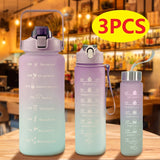 2 Liters Water Bottle Motivational Drinking Bottle Sports Water Bottle with Time Marker Stickers Portable Reusable Plastic Cups