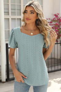 Eyelet Puff Sleeve T-Shirt