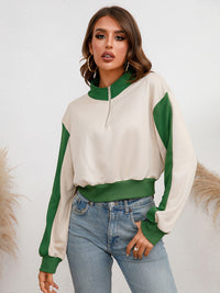 Contrast Half Zip Drop Shoulder Sweatshirt