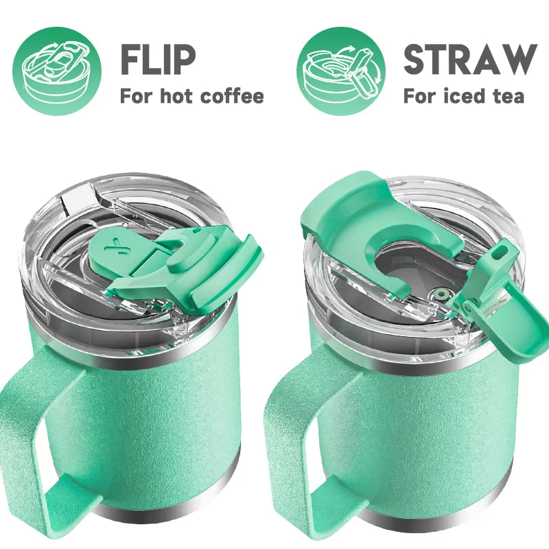 14Oz Office Cup Vacuum Tumbler Straw Cup with Lid Stainless Steel Coffee Leak-Proof Water Bottle Drink Ware for Home