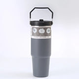 900Ml Portable Car Cup Stainless Steel Thermos Cup with Straw Travel Sports Water Bottle with Handle Cover Coffee Vacuum Flask