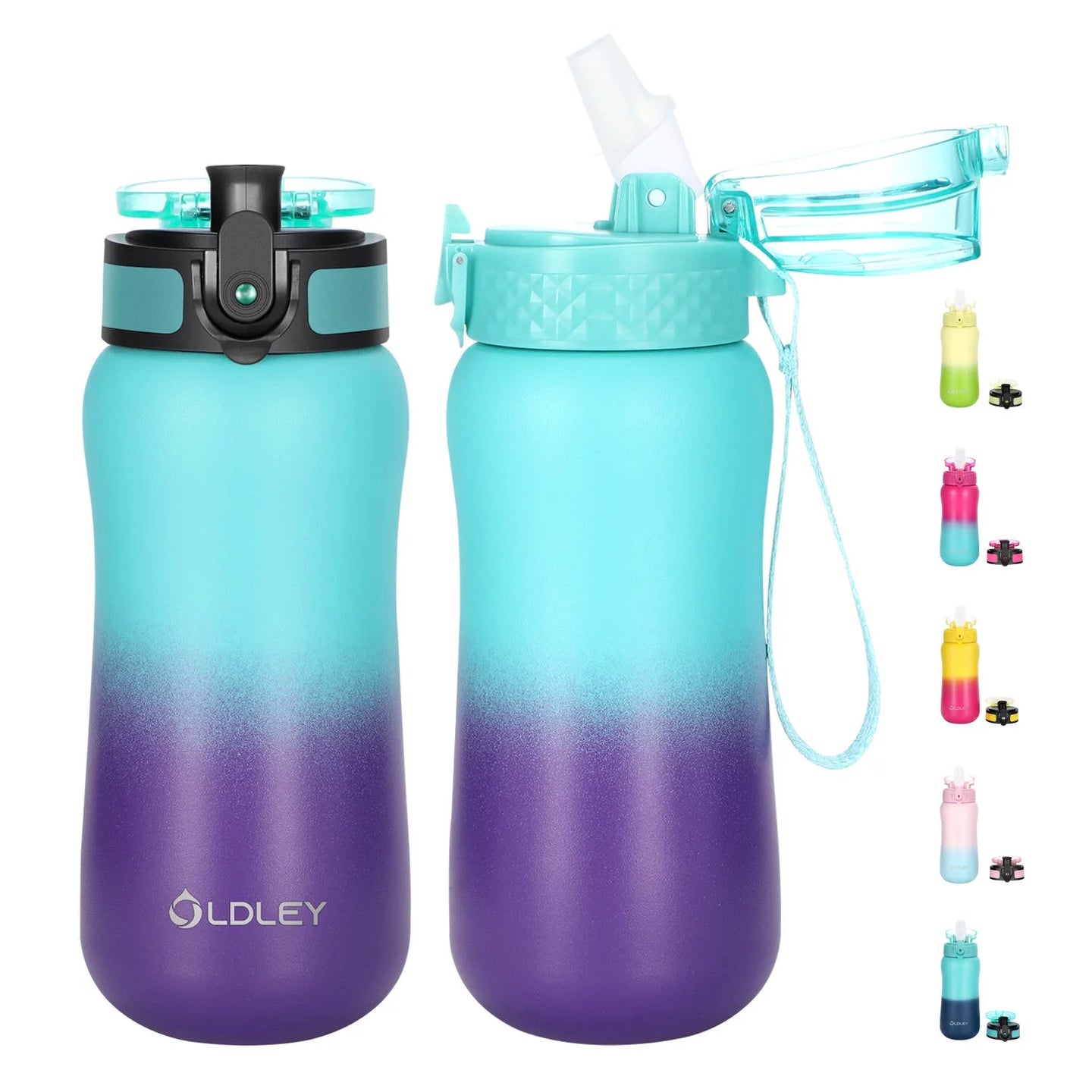 12 Oz Insulated Kids Water Bottle for Boy Girl with Straw/Chug/ One-Click-Open Lids Strainer Stainless Steel Water Bottles Double Wall Vacuum Wide Mouth BPA Free Leak-Proof for School Todler