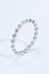 925 Sterling Silver Zircon and Natural Moonstone Ring