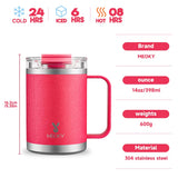 14Oz Office Cup Vacuum Tumbler Straw Cup with Lid Stainless Steel Coffee Leak-Proof Water Bottle Drink Ware for Home