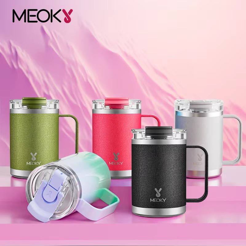 14Oz Office Cup Vacuum Tumbler Straw Cup with Lid Stainless Steel Coffee Leak-Proof Water Bottle Drink Ware for Home