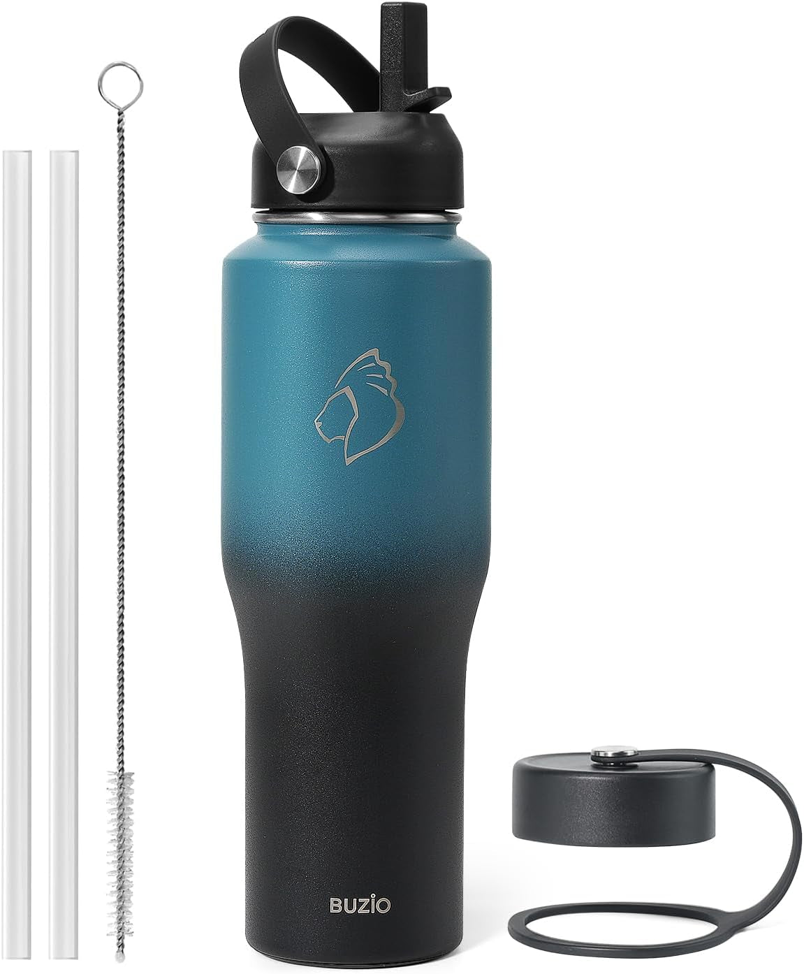 Stainless Steel Water Bottle Vacuum Insulated (Cold for 48 Hrs, Hot for 24 Hrs),32Oz Tumbler Travel Flask with Straw Lid and Flex Cap, Fit in Any Car Cup Holder,Indigo Crush