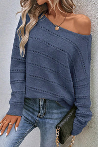 Boat Neck Dropped Shoulder Sweater