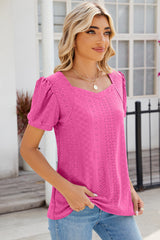 Eyelet Puff Sleeve T-Shirt