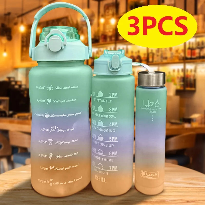 2 Liters Water Bottle Motivational Drinking Bottle Sports Water Bottle with Time Marker Stickers Portable Reusable Plastic Cups