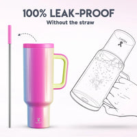 50Oz Vacuum Insulated Car Mug Tumbler with Handle Straw Gradient Stainless Steel New Thermal Travel Water Bottle 2024