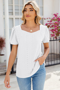 Eyelet Puff Sleeve T-Shirt