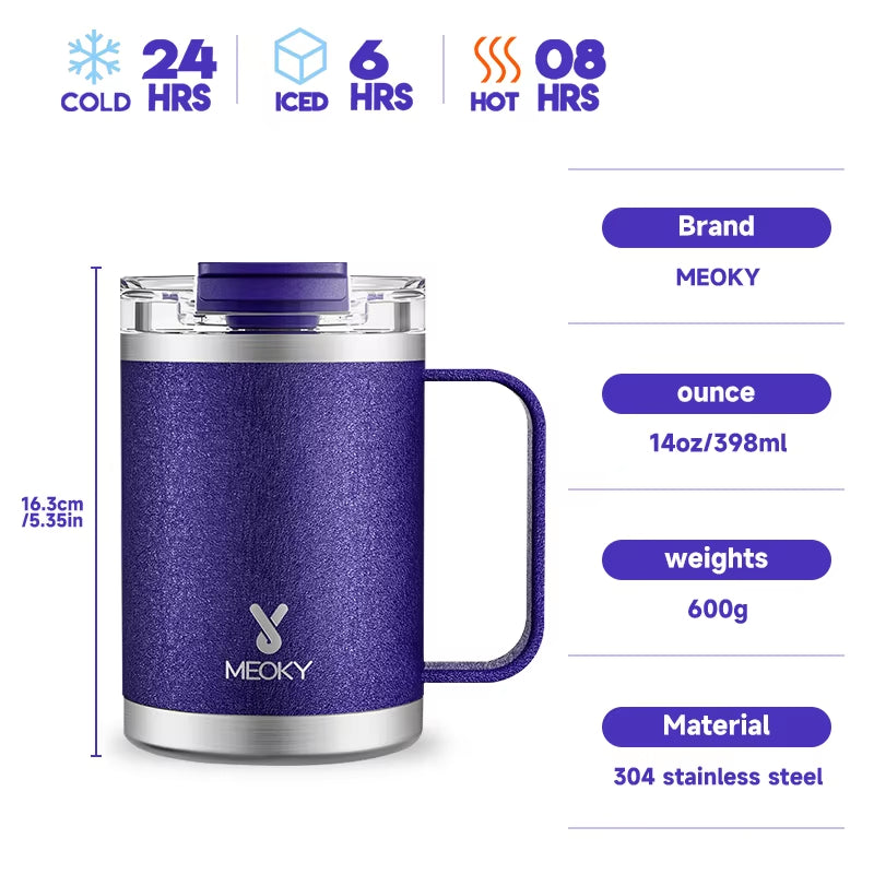 14Oz Office Cup Vacuum Tumbler Straw Cup with Lid Stainless Steel Coffee Leak-Proof Water Bottle Drink Ware for Home