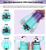 12 Oz Insulated Kids Water Bottle for Boy Girl with Straw/Chug/ One-Click-Open Lids Strainer Stainless Steel Water Bottles Double Wall Vacuum Wide Mouth BPA Free Leak-Proof for School Todler