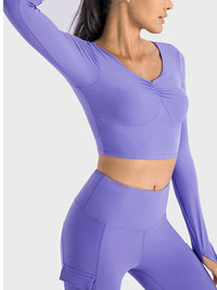 Millennia Ruched Cropped Long Sleeve Sports Top