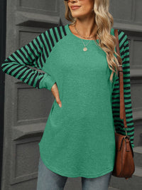 Striped Round Neck Long Sleeve T-Shirt