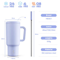 40Oz Cup Leak-Proof Stainless Steel Water Bottle with Lid Single Colol Vacuum Tumbler Cup Coffee Car Mug Juice Milk Cup