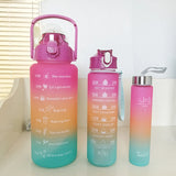 2 Liters Water Bottle Motivational Drinking Bottle Sports Water Bottle with Time Marker Stickers Portable Reusable Plastic Cups