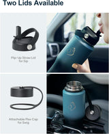 Stainless Steel Water Bottle Vacuum Insulated (Cold for 48 Hrs, Hot for 24 Hrs),32Oz Tumbler Travel Flask with Straw Lid and Flex Cap, Fit in Any Car Cup Holder,Indigo Crush