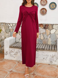 Twisted Round Neck Long Sleeve Dress