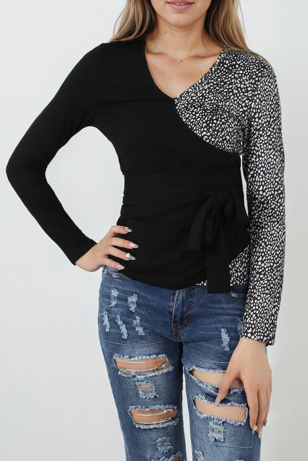 Two Tone Long Sleeve Top