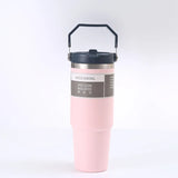 900Ml Portable Car Cup Stainless Steel Thermos Cup with Straw Travel Sports Water Bottle with Handle Cover Coffee Vacuum Flask