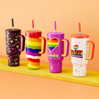 Cup 40Oz Large Tumbler Straw Cup with Lid Leak-Proof Sainless Steel Vacuum Insulated Car Mug Water Bottle Pride Month