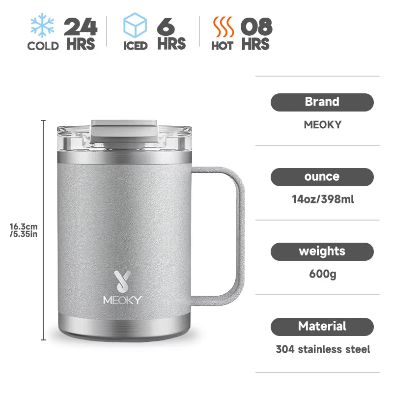 14Oz Office Cup Vacuum Tumbler Straw Cup with Lid Stainless Steel Coffee Leak-Proof Water Bottle Drink Ware for Home