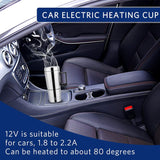 Electric Tea Kettle, 300Ml Car Electric Kettle 12V Stainless Steel Electric In-Car Travel Heating Cup Car Water Heater Travel Portable Heating Cup with Lid for Most Car Cup Holders, 6.5X19.5Cm