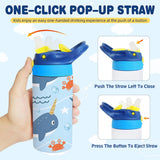 Sublimation Tumbler, 12Oz Sublimation Kids Water Bottle with One-Click Pop-Up Straw Lid and Handle